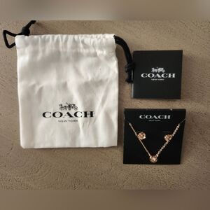 Coach Tearose Earring Necklace Rosegold